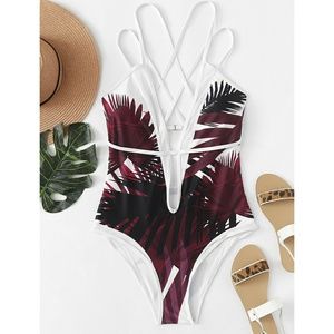 Jungle Print Criss Cross One-Piece Swimsuit